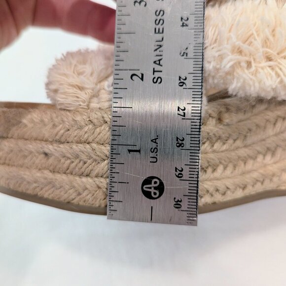 ALTAR'D STATE Wales Furry Espadrille Platform Sandals 9 EUC Cream Tan - Picture 12 of 12